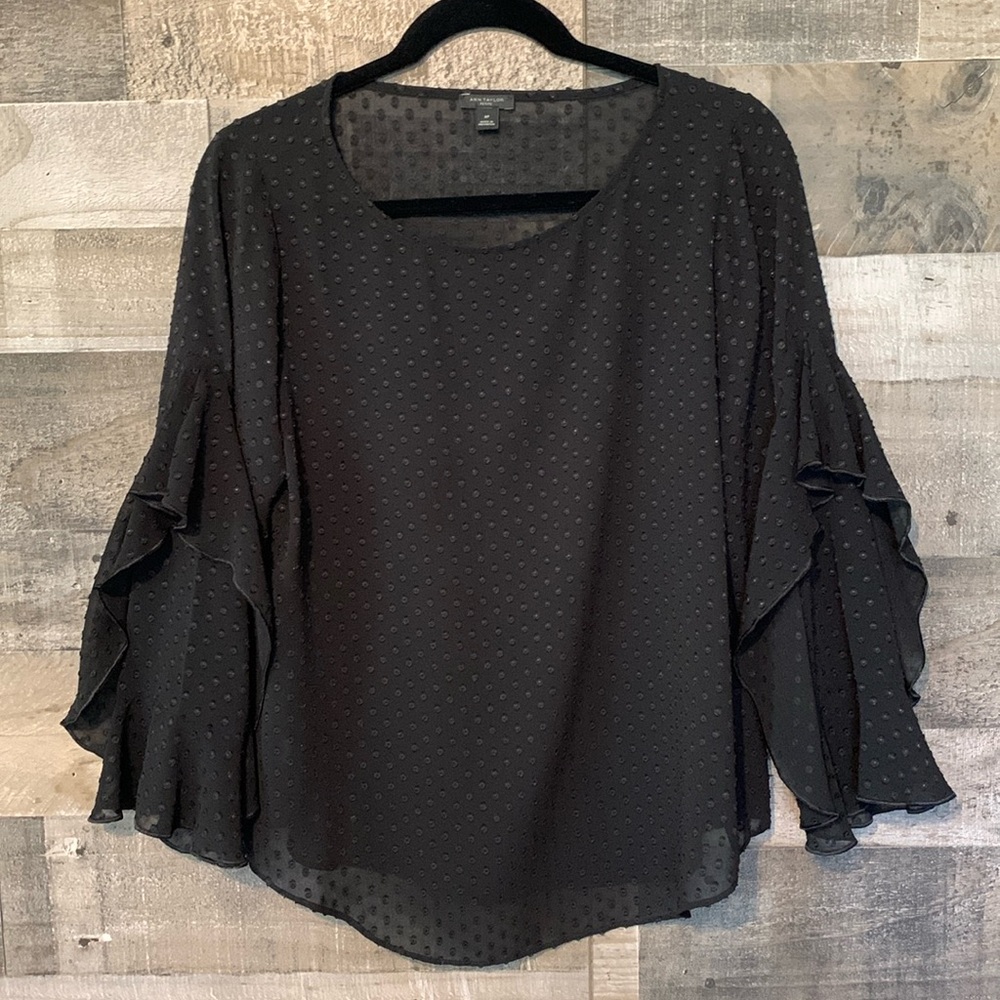 Ann Taylor Sheer Polka Dot Top Size MP - Picture 14 of 16